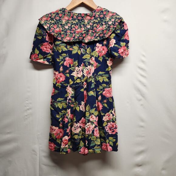 Vintage Just Kidding by LaBelle Girls Size Large Floral Romper Blue Floral - Picture 4 of 7